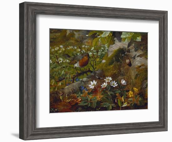 A Robin at the Foot of a Tree-Olaf August Hermansen-Framed Giclee Print