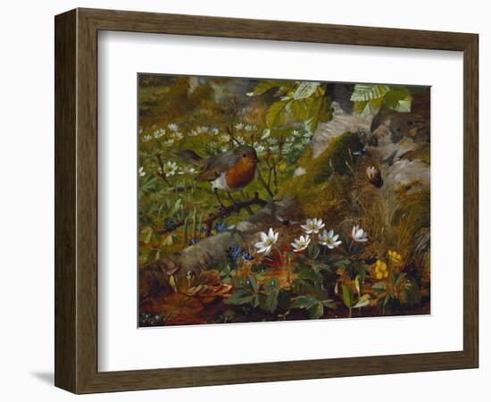 A Robin at the Foot of a Tree-Olaf August Hermansen-Framed Giclee Print