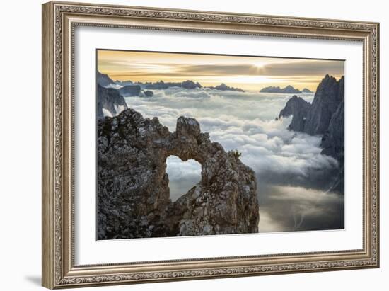 A Rock's Heart, on a Cloud's Sea, Between Rock Walls. (Dolomites, Italy)-ClickAlps-Framed Photographic Print