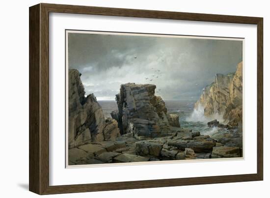 A Rocky Coast, 1877 (W/C and Gouache)-William Trost Richards-Framed Giclee Print
