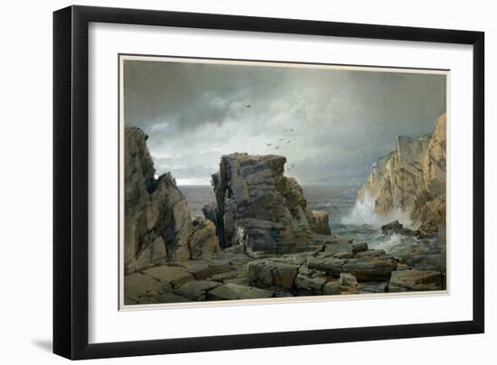 A Rocky Coast, 1877 (W/C and Gouache)-William Trost Richards-Framed Giclee Print