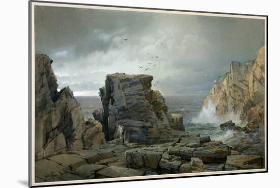 A Rocky Coast, 1877 (W/C and Gouache)-William Trost Richards-Mounted Giclee Print