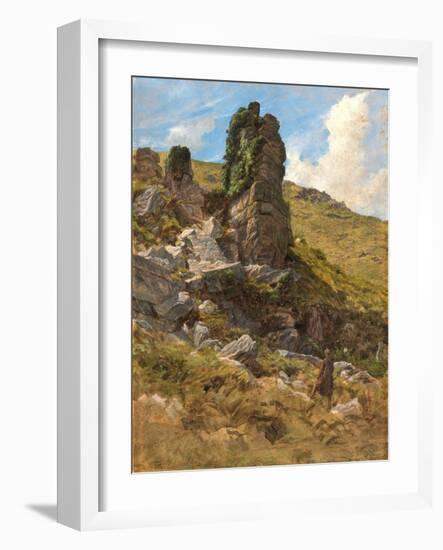 A Rocky Outcrop-Arthur Hughes-Framed Giclee Print