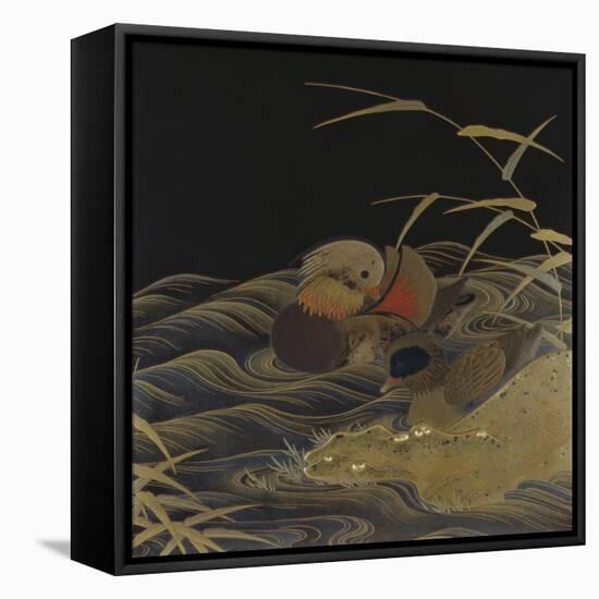 A Roironuri Ground Suzuribako Depicting Two Mandarin Ducks-null-Framed Premier Image Canvas