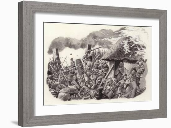 A Roman Legion Storms Maiden Castle-Pat Nicolle-Framed Giclee Print