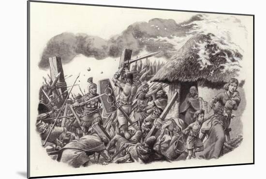 A Roman Legion Storms Maiden Castle-Pat Nicolle-Mounted Giclee Print