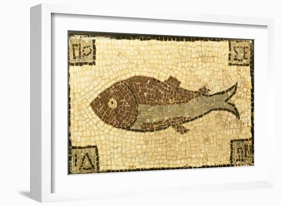 A Roman Mosaic Panel Depicting a Fish-null-Framed Giclee Print