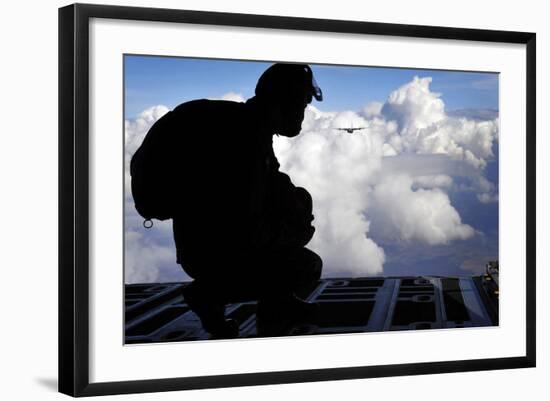 A Romanian Paratrooper Awaits His Signal to Jump Out of a C-130J Super Hercules-Stocktrek Images-Framed Photographic Print