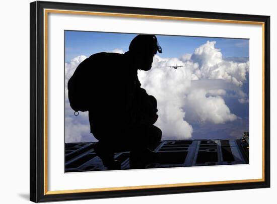 A Romanian Paratrooper Awaits His Signal to Jump Out of a C-130J Super Hercules-Stocktrek Images-Framed Photographic Print