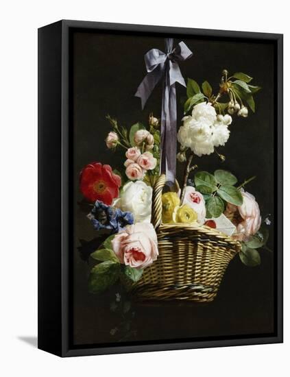 A Romantic Basket of Flowers-Antoine Berjon-Framed Premier Image Canvas