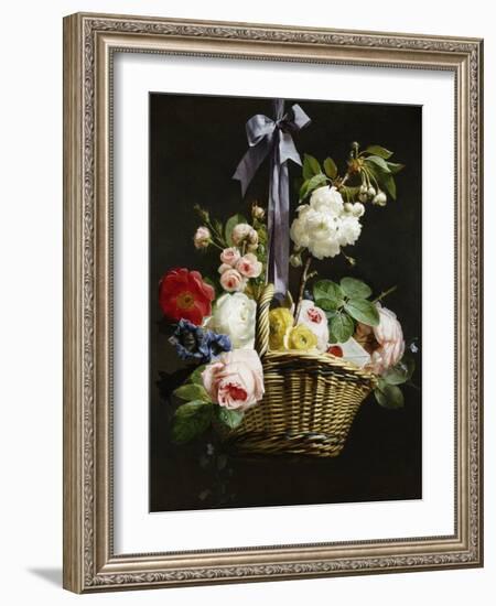 A Romantic Basket of Flowers-Antoine Berjon-Framed Giclee Print