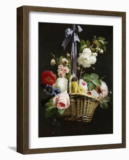 A Romantic Basket of Flowers-Antoine Berjon-Framed Giclee Print