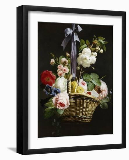 A Romantic Basket of Flowers-Antoine Berjon-Framed Giclee Print