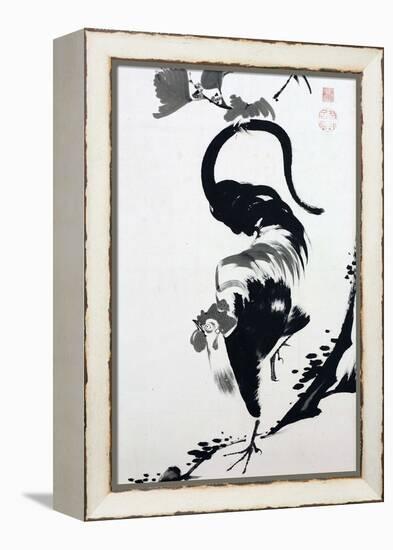 A Rooster Sumi on Paper-Jakuchu Ito-Framed Premier Image Canvas
