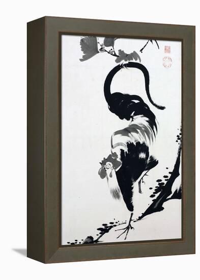 A Rooster Sumi on Paper-Jakuchu Ito-Framed Premier Image Canvas