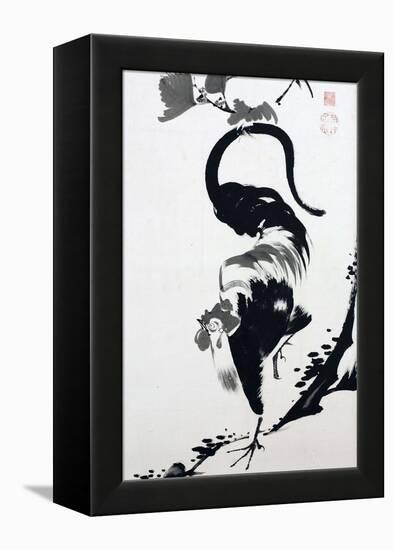 A Rooster Sumi on Paper-Jakuchu Ito-Framed Premier Image Canvas