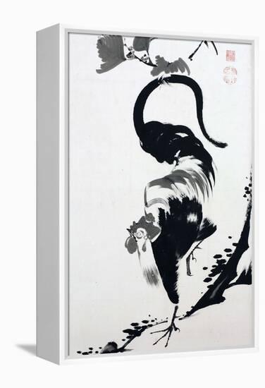 A Rooster Sumi on Paper-Jakuchu Ito-Framed Premier Image Canvas