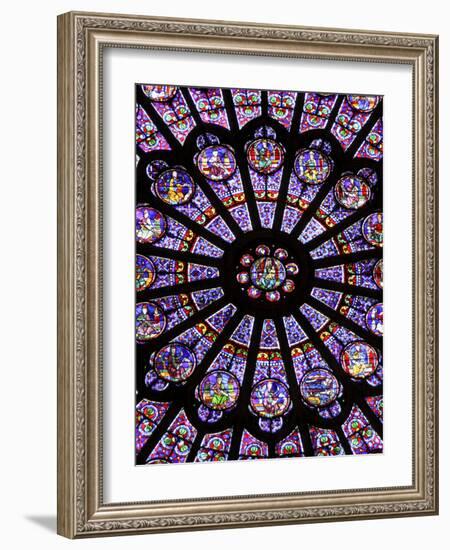 A Rose Window in Notre Dame Cathedral, Paris, France-William Sutton-Framed Photographic Print