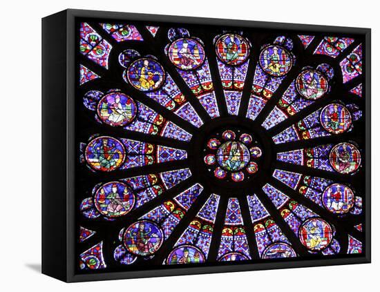 A Rose Window in Notre Dame Cathedral, Paris, France-William Sutton-Framed Premier Image Canvas