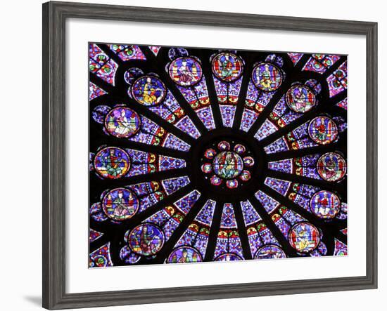 A Rose Window in Notre Dame Cathedral, Paris, France-William Sutton-Framed Photographic Print