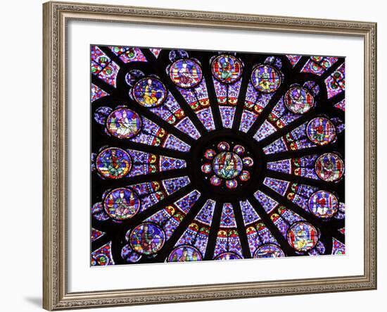 A Rose Window in Notre Dame Cathedral, Paris, France-William Sutton-Framed Photographic Print