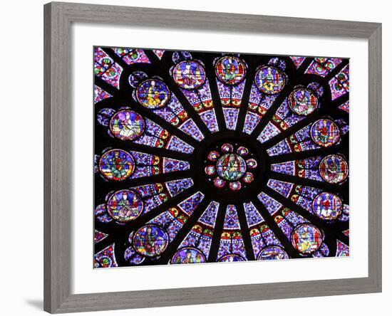 A Rose Window in Notre Dame Cathedral, Paris, France-William Sutton-Framed Photographic Print