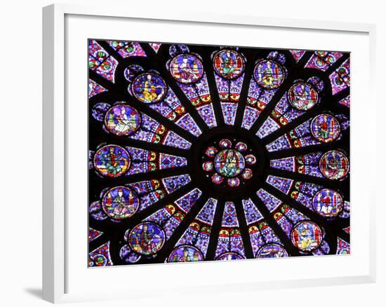 A Rose Window in Notre Dame Cathedral, Paris, France-William Sutton-Framed Photographic Print