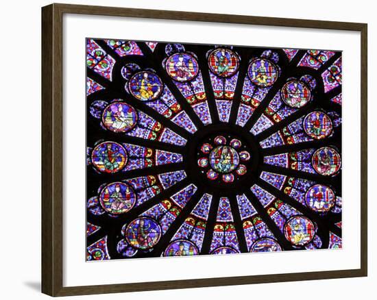 A Rose Window in Notre Dame Cathedral, Paris, France-William Sutton-Framed Photographic Print