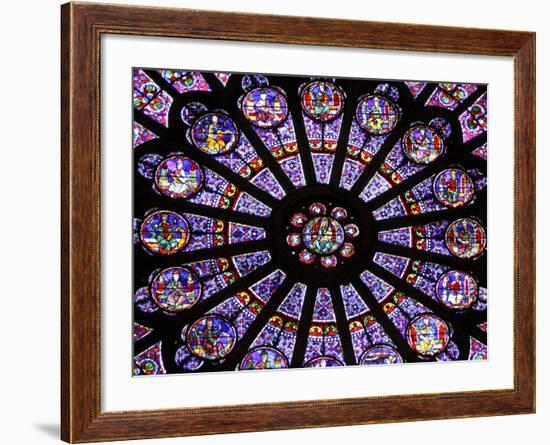 A Rose Window in Notre Dame Cathedral, Paris, France-William Sutton-Framed Photographic Print