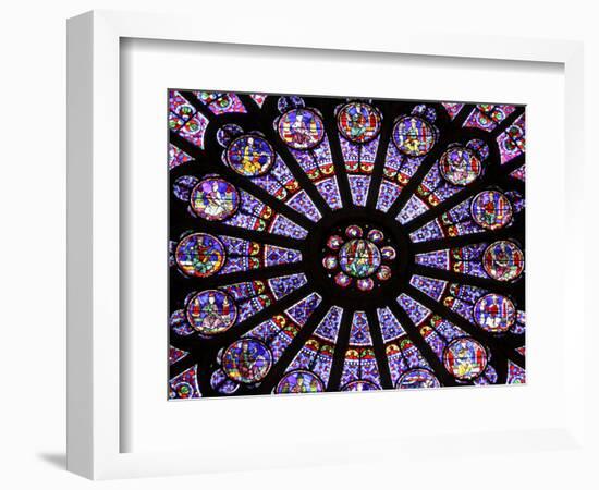 A Rose Window in Notre Dame Cathedral, Paris, France-William Sutton-Framed Photographic Print