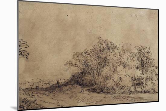 A Rough Road Along the Dyke with Trees Hiding a Farmstead-Rembrandt van Rijn-Mounted Giclee Print