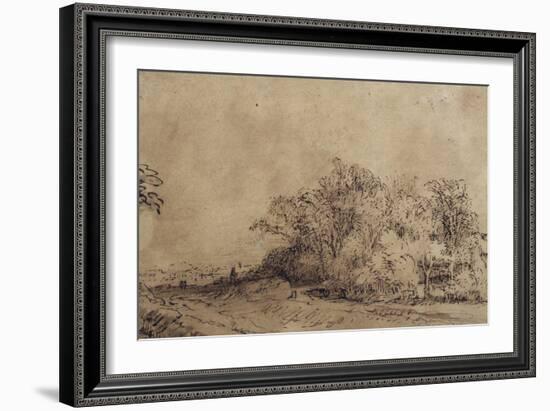 A Rough Road Along the Dyke with Trees Hiding a Farmstead-Rembrandt van Rijn-Framed Giclee Print