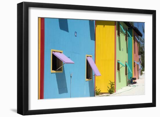 A Row of Colourful Houses at Half Moon Cay in the Bahamas to Give Shade from the Sun-Natalie Tepper-Framed Photo