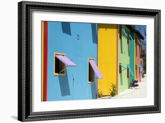 A Row of Colourful Houses at Half Moon Cay in the Bahamas to Give Shade from the Sun-Natalie Tepper-Framed Photo