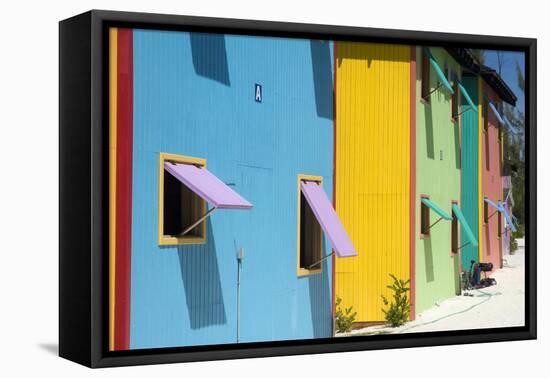 A Row of Colourful Houses at Half Moon Cay in the Bahamas to Give Shade from the Sun-Natalie Tepper-Framed Stretched Canvas