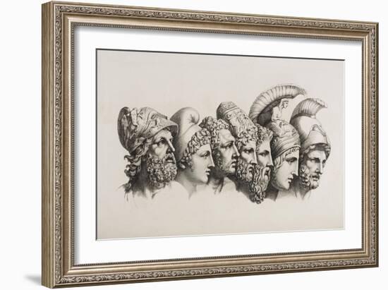 A Row Of Seven Heads Of Classical Heroes and Heroines From the Stories Of Homer.-HW Tischbein-Framed Giclee Print