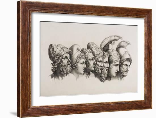 A Row Of Seven Heads Of Classical Heroes and Heroines From the Stories Of Homer.-HW Tischbein-Framed Giclee Print