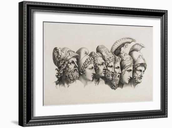 A Row Of Seven Heads Of Classical Heroes and Heroines From the Stories Of Homer.-HW Tischbein-Framed Giclee Print