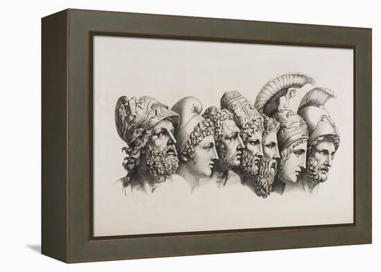 A Row Of Seven Heads Of Classical Heroes and Heroines From the Stories Of Homer.-HW Tischbein-Framed Premier Image Canvas