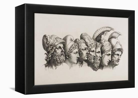 A Row Of Seven Heads Of Classical Heroes and Heroines From the Stories Of Homer.-HW Tischbein-Framed Premier Image Canvas