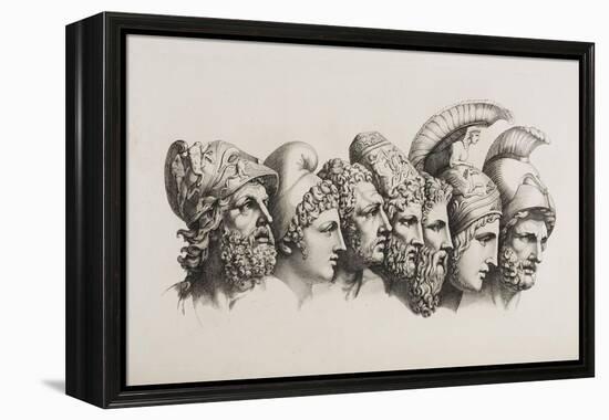 A Row Of Seven Heads Of Classical Heroes and Heroines From the Stories Of Homer.-HW Tischbein-Framed Premier Image Canvas