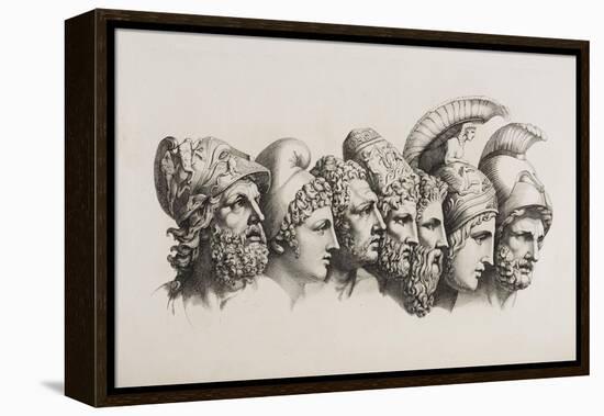 A Row Of Seven Heads Of Classical Heroes and Heroines From the Stories Of Homer.-HW Tischbein-Framed Premier Image Canvas