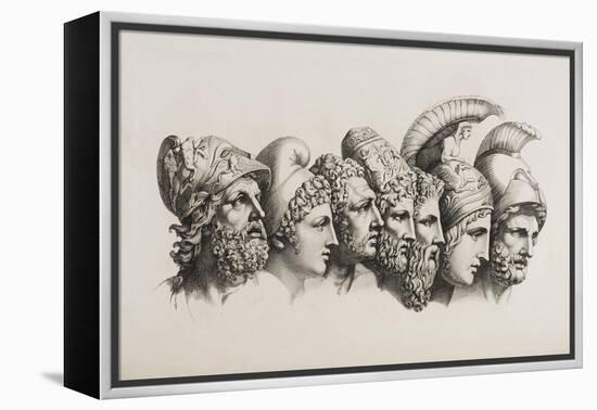 A Row Of Seven Heads Of Classical Heroes and Heroines From the Stories Of Homer.-HW Tischbein-Framed Premier Image Canvas