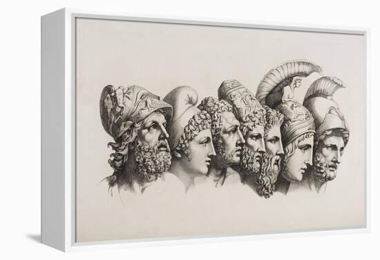 A Row Of Seven Heads Of Classical Heroes and Heroines From the Stories Of Homer.-HW Tischbein-Framed Premier Image Canvas