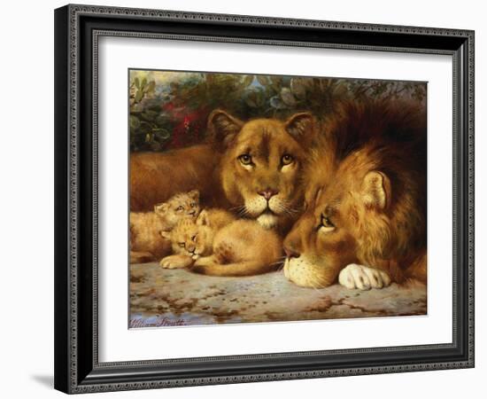 A Royal Family of Lions-William Strutt-Framed Giclee Print