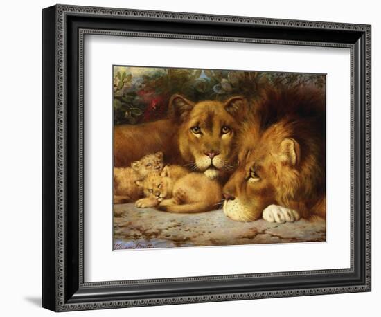 A Royal Family of Lions-William Strutt-Framed Giclee Print