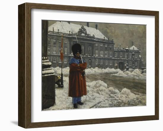 A Royal Life Guard on Duty Outside the Royal Palace Amalienborg, Copenhagen-Paul Fischer-Framed Giclee Print