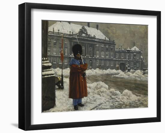 A Royal Life Guard on Duty Outside the Royal Palace Amalienborg, Copenhagen-Paul Fischer-Framed Giclee Print