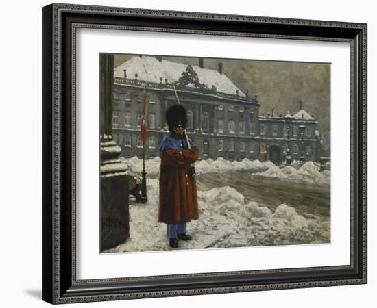 A Royal Life Guard on Duty Outside the Royal Palace Amalienborg, Copenhagen-Paul Fischer-Framed Giclee Print