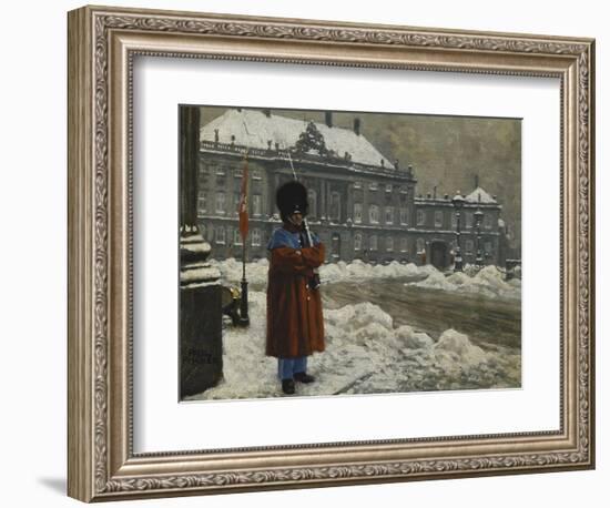 A Royal Life Guard on Duty Outside the Royal Palace Amalienborg, Copenhagen-Paul Fischer-Framed Giclee Print